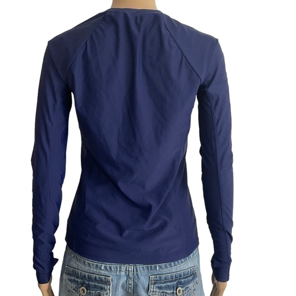 Mott50 UPF50+ long sleeve navy rash guard top size medium gold shoulder zipper - Picture 3 of 13